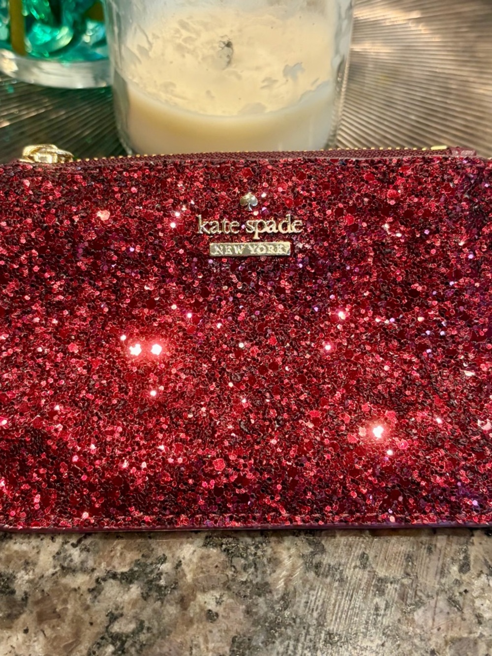 Kate Spade Dark Pink Glitter Wallet
